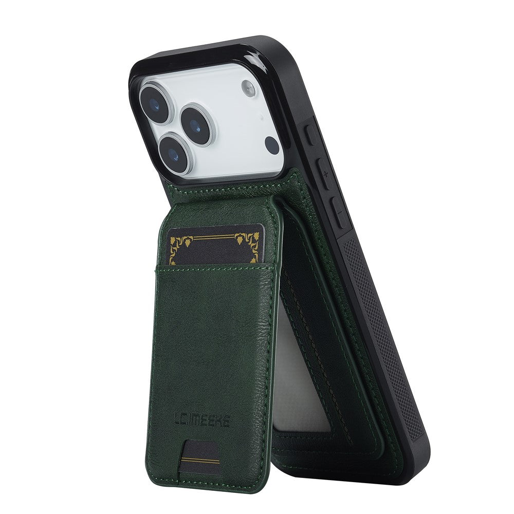 LC.IMEEKE L3 For iPhone 17 Pro Max Magnetic Case Detachable Card Holder Leather TPU Mobile Cover - Green