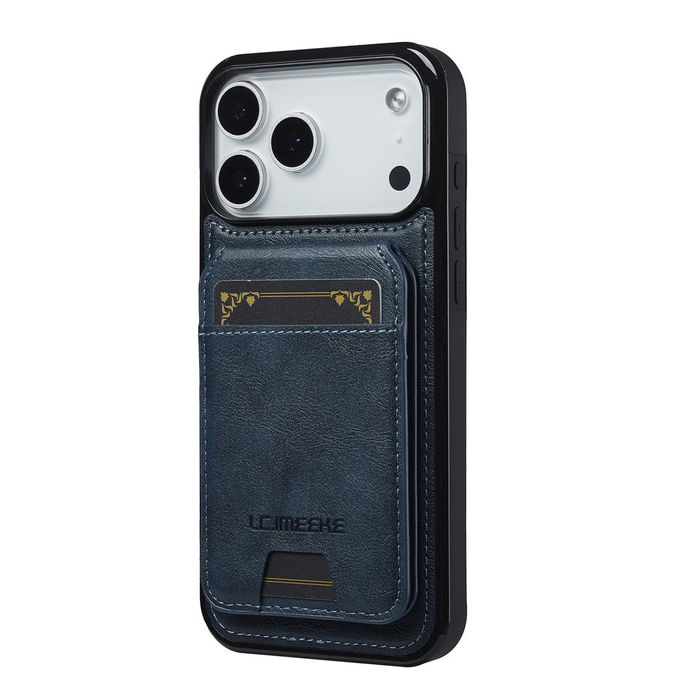 LC.IMEEKE L3 For iPhone 17 Pro Max Magnetic Case Detachable Card Holder Leather TPU Mobile Cover - Blue