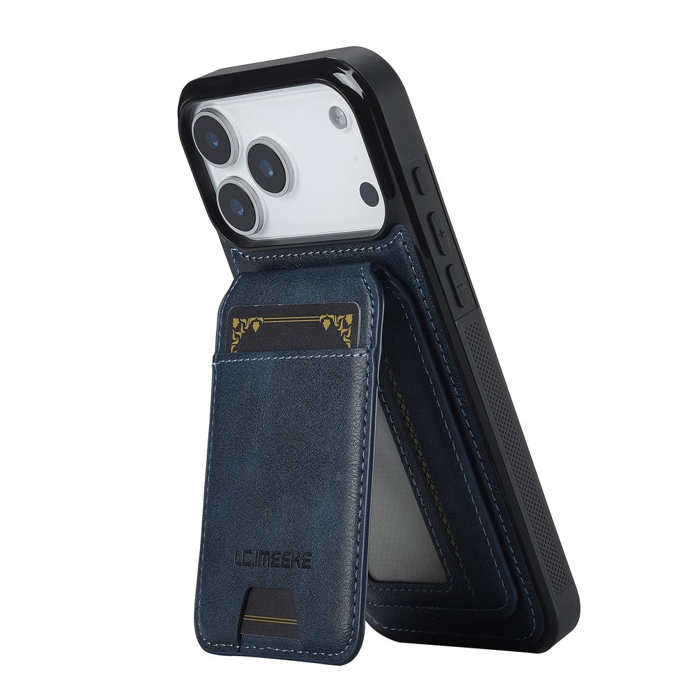 LC.IMEEKE L3 For iPhone 17 Pro Max Magnetic Case Detachable Card Holder Leather TPU Mobile Cover - Blue