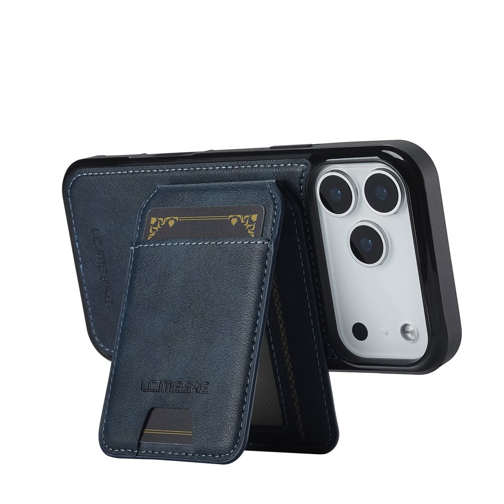 LC.IMEEKE L3 For iPhone 17 Pro Max Magnetic Case Detachable Card Holder Leather TPU Mobile Cover - Blue