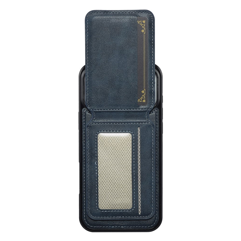 LC.IMEEKE L3 For iPhone 17 Pro Max Magnetic Case Detachable Card Holder Leather TPU Mobile Cover - Blue