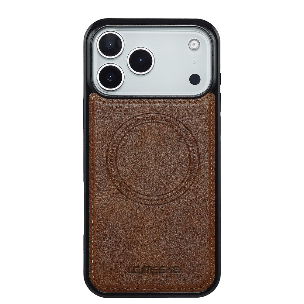 LC.IMEEKE L3 For iPhone 17 Pro Max Magnetic Case Detachable Card Holder Leather TPU Mobile Cover - Brown