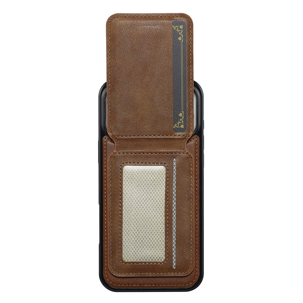 LC.IMEEKE L3 For iPhone 17 Pro Max Magnetic Case Detachable Card Holder Leather TPU Mobile Cover - Brown