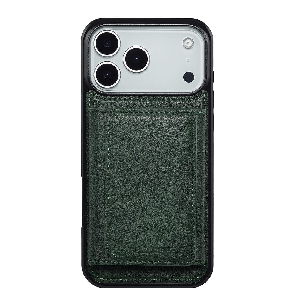 LC.IMEEKE L5 For iPhone 17 Pro Max Magnetic Phone Case Leather Back Cover with Detachable Card Holder - Green