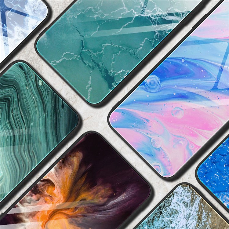 For Honor X8 5G Marble Pattern Printing Phone Case Soft TPU Bumper Shockproof Tempered Glass Back Cover - DL03