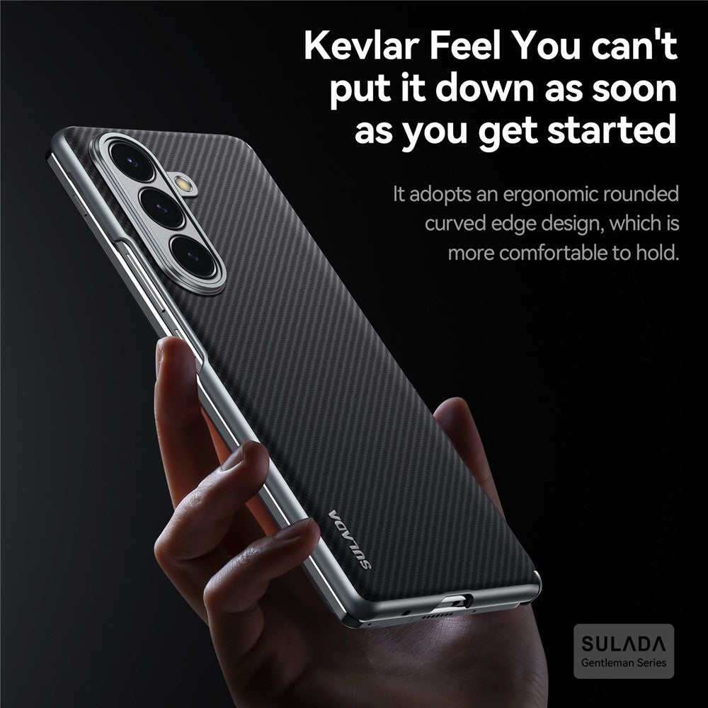 SULADA For Samsung Galaxy Z Fold7 5G Magnetic Case Leather+PC Phone Cover Carbon Fiber Texture - Purple