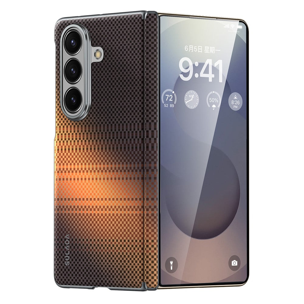 SULADA For Samsung Galaxy Z Fold7 5G Magnetic Case Shockproof Hard PC Phone Back Cover - Sunset Orange