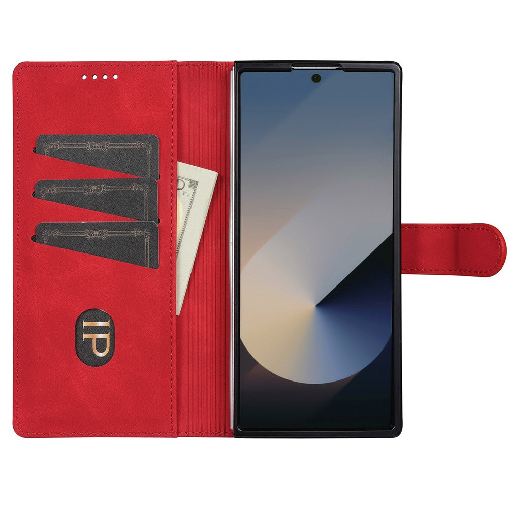AZNS For Samsung Galaxy Z Fold7 5G Case PU Leather Wallet Phone Cover - Red