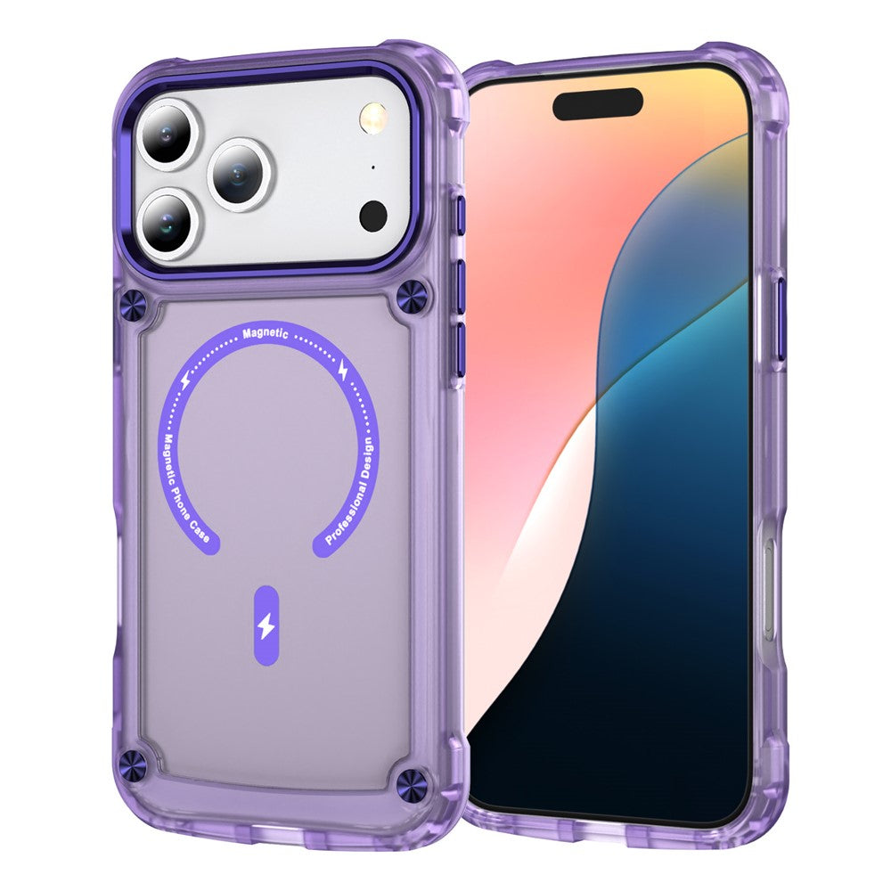 For iPhone 17 Pro Max Case Skin Touch TPU + PC Phone Cover with C-type Magnetic Ring - Transparent Purple
