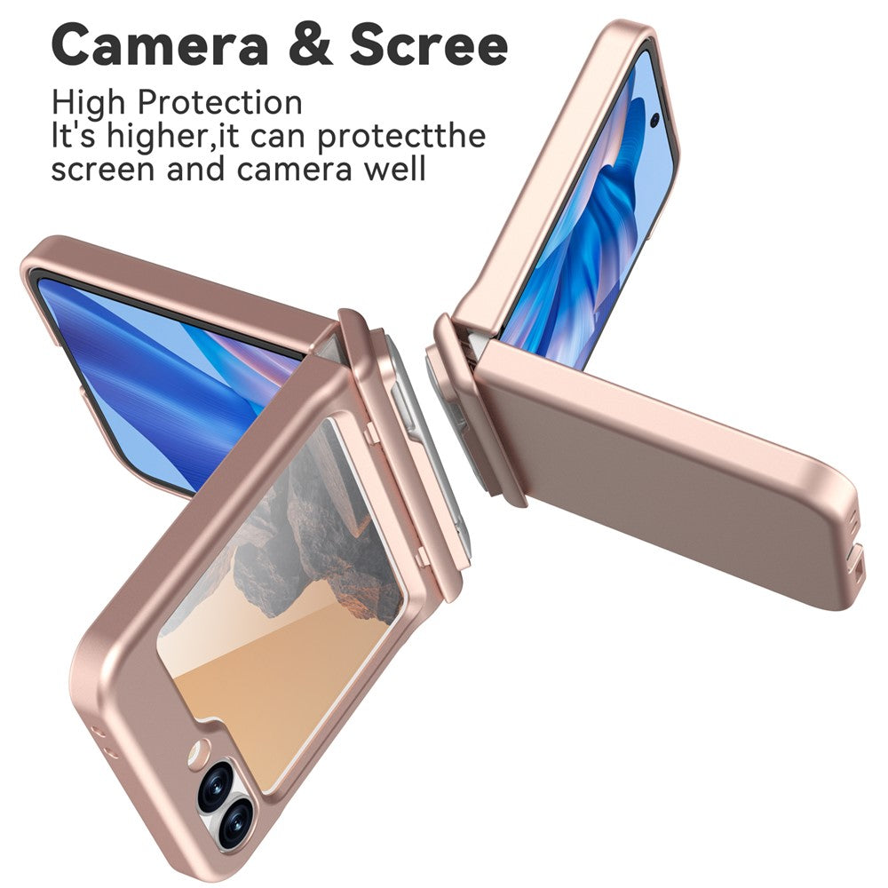 GW18 For Samsung Galaxy Z Flip7 FE 5G  /  Flip6 5G Case Rubberized Hard PC Kickstand Phone Cover - Rose Gold