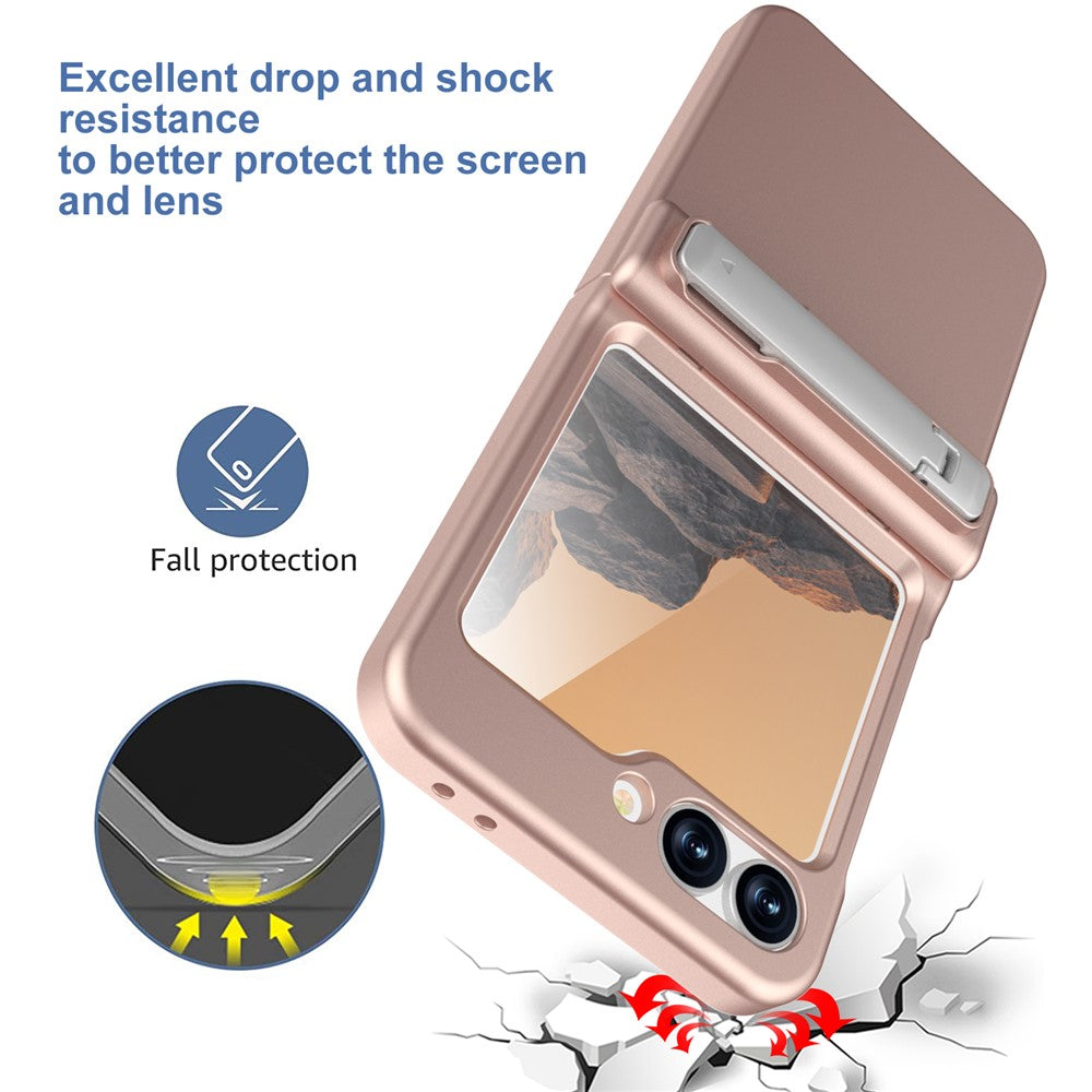 GW18 For Samsung Galaxy Z Flip7 FE 5G  /  Flip6 5G Case Rubberized Hard PC Kickstand Phone Cover - Rose Gold