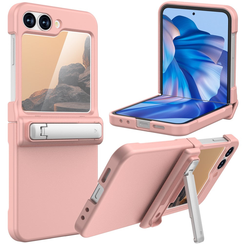 GW18 For Samsung Galaxy Z Flip7 FE 5G  /  Flip6 5G Case Rubberized Hard PC Kickstand Phone Cover - Pink