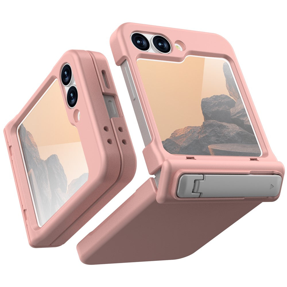 GW18 For Samsung Galaxy Z Flip7 FE 5G  /  Flip6 5G Case Rubberized Hard PC Kickstand Phone Cover - Pink
