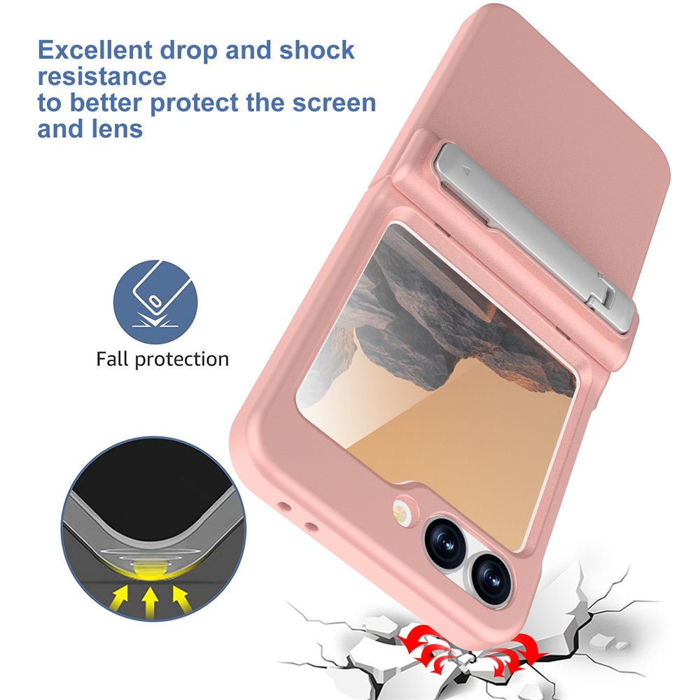 GW18 For Samsung Galaxy Z Flip7 FE 5G  /  Flip6 5G Case Rubberized Hard PC Kickstand Phone Cover - Pink