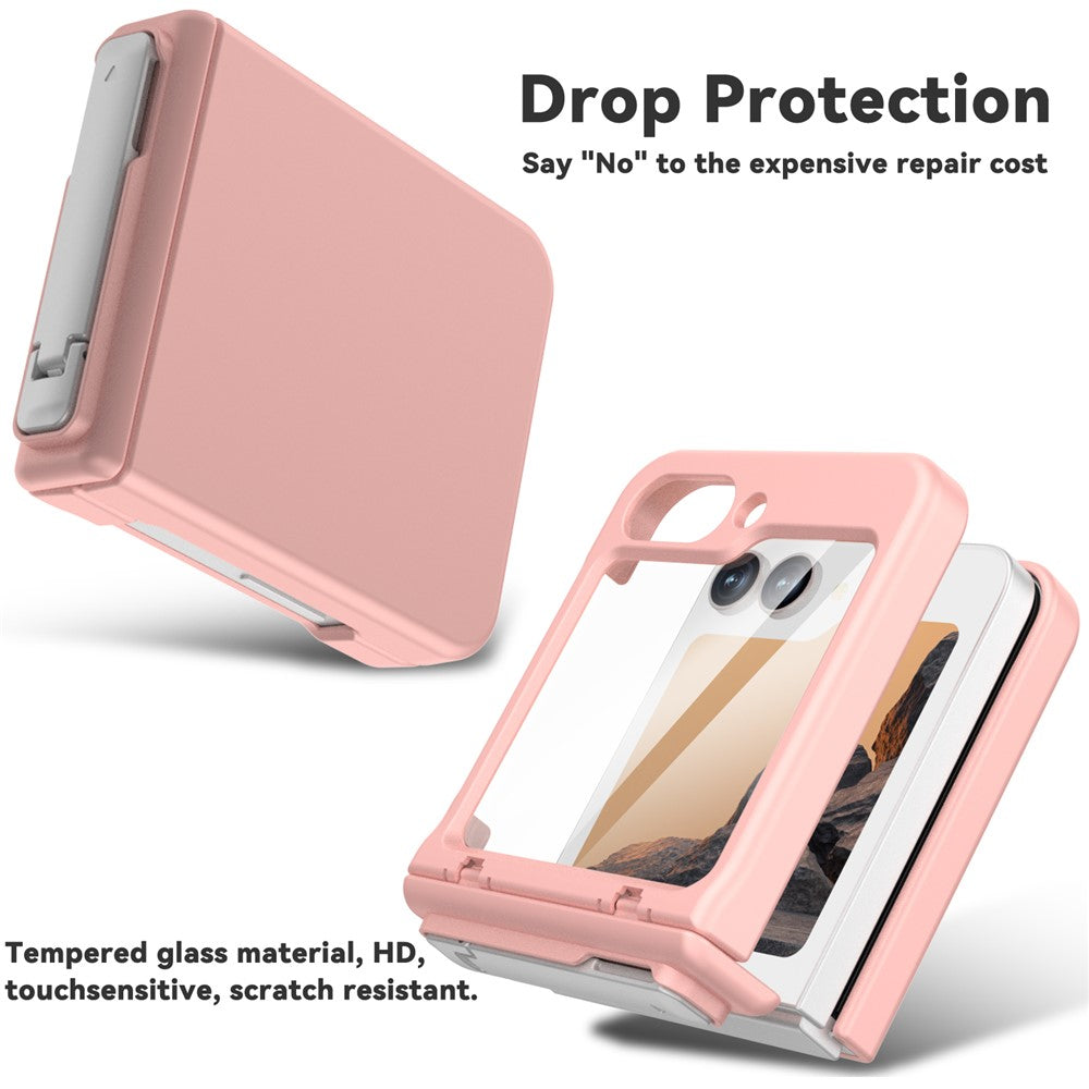 GW18 For Samsung Galaxy Z Flip7 FE 5G  /  Flip6 5G Case Rubberized Hard PC Kickstand Phone Cover - Pink