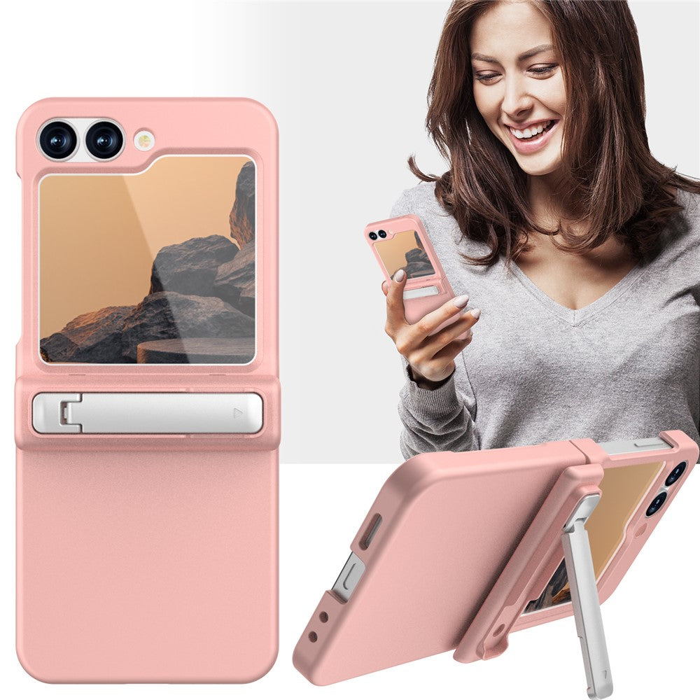GW18 For Samsung Galaxy Z Flip7 FE 5G  /  Flip6 5G Case Rubberized Hard PC Kickstand Phone Cover - Pink