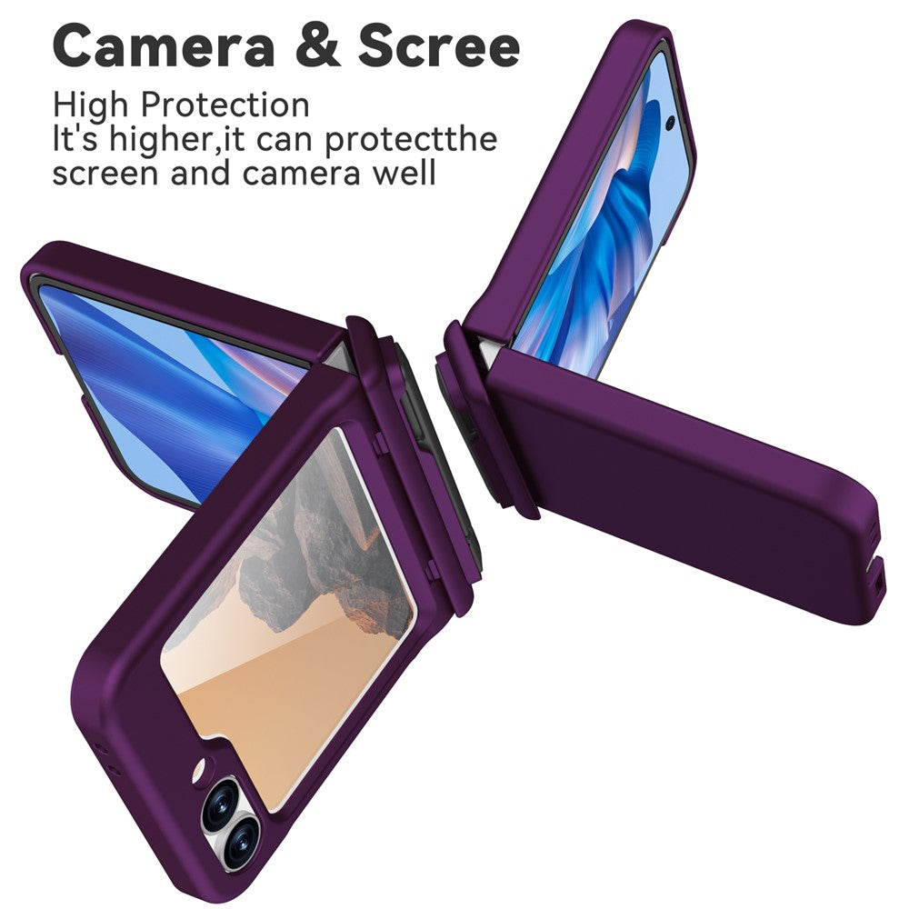 GW18 For Samsung Galaxy Z Flip7 FE 5G  /  Flip6 5G Case Rubberized Hard PC Kickstand Phone Cover - Dark Purple