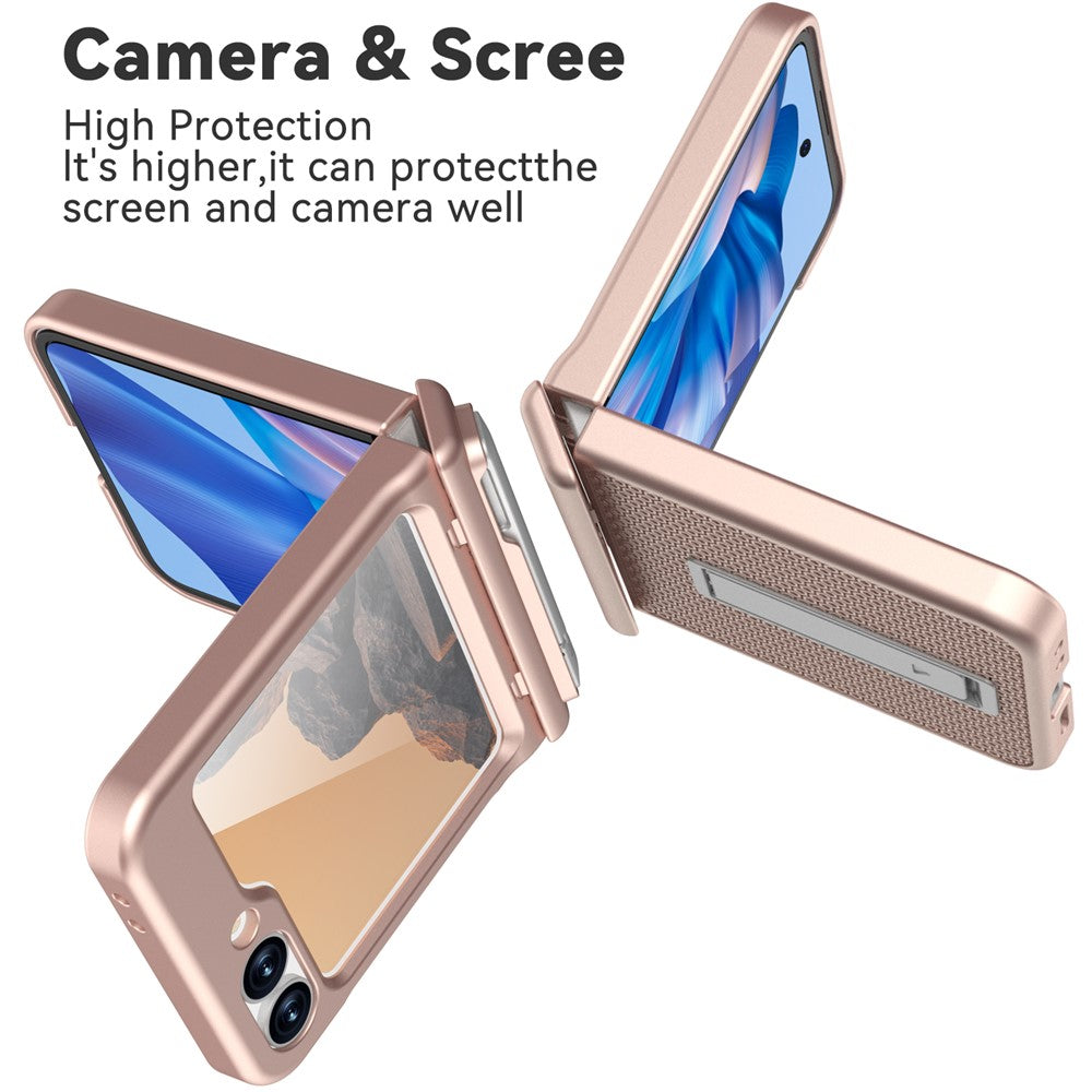 GW182 For Samsung Galaxy Z Flip7 FE 5G / Flip6 5G Kickstand Case Solid Color Hard PC Phone Back Cover - Rose Gold