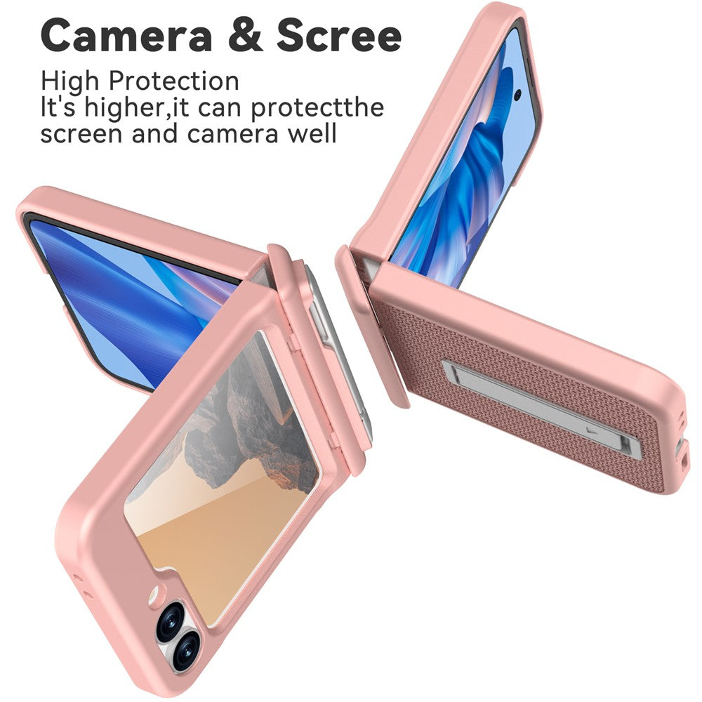 GW182 For Samsung Galaxy Z Flip7 FE 5G / Flip6 5G Kickstand Case Solid Color Hard PC Phone Back Cover - Pink
