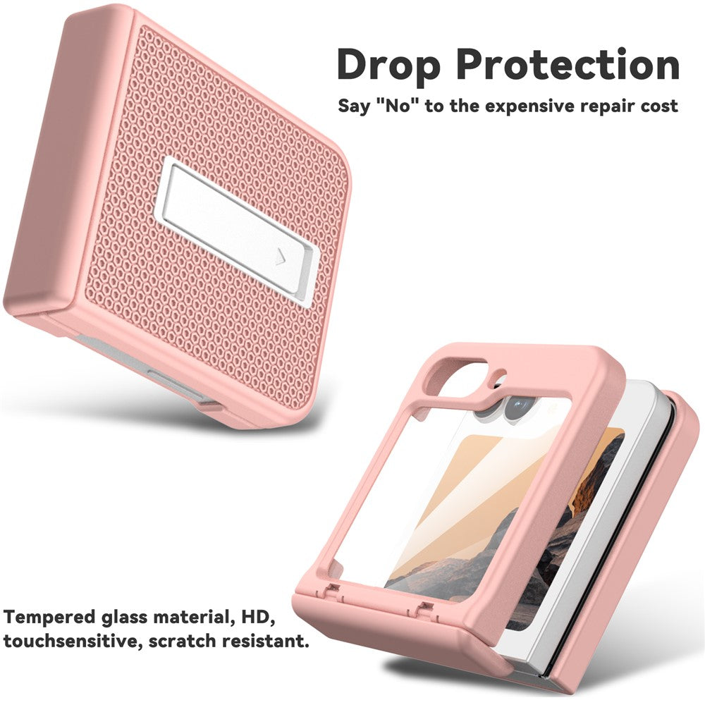 GW182 For Samsung Galaxy Z Flip7 FE 5G / Flip6 5G Kickstand Case Solid Color Hard PC Phone Back Cover - Pink