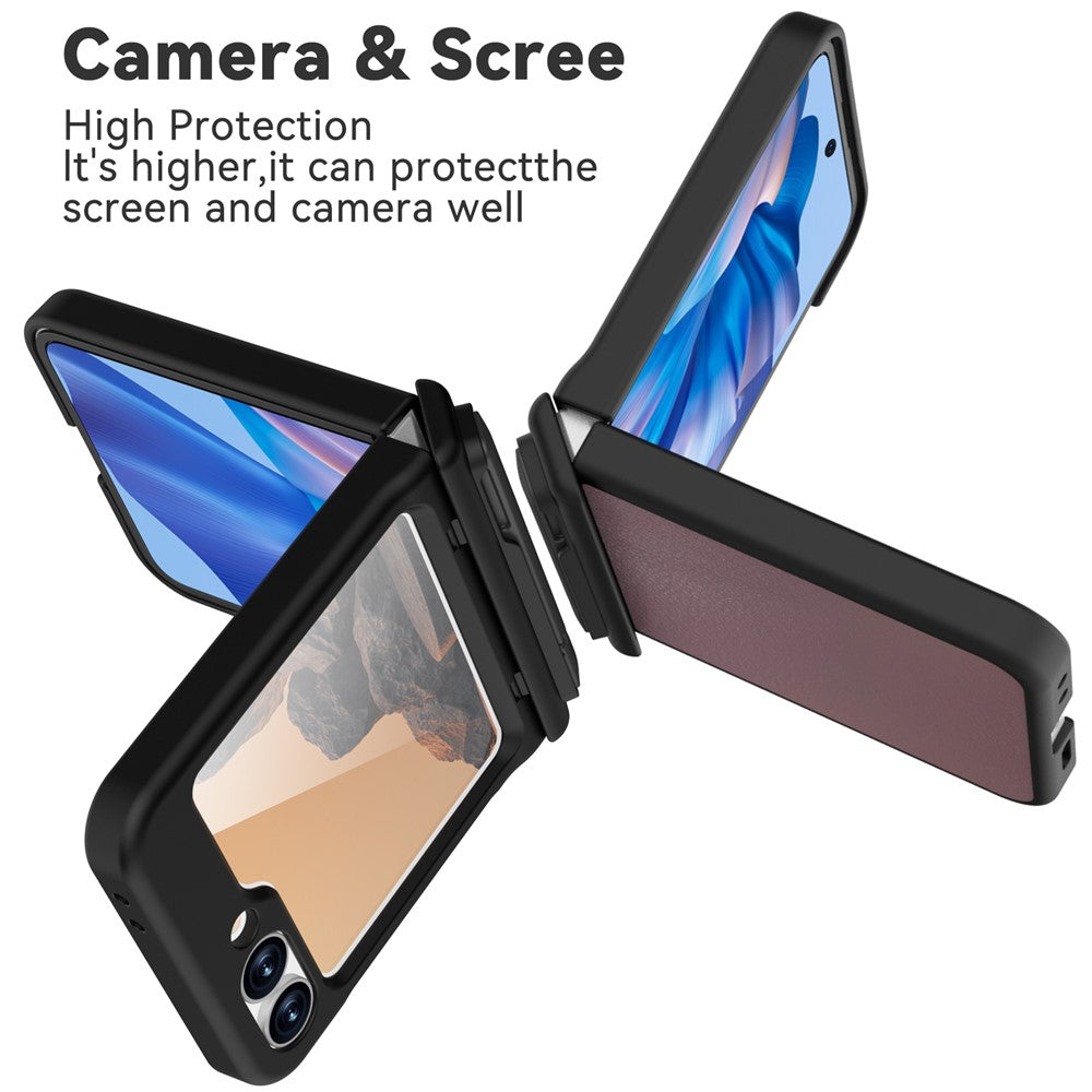 GW181 For Samsung Galaxy Z Flip7 FE 5G / Flip6 5G Kickstand Case Litchi Texture PU + PC Phone Back Cover - Light Pink