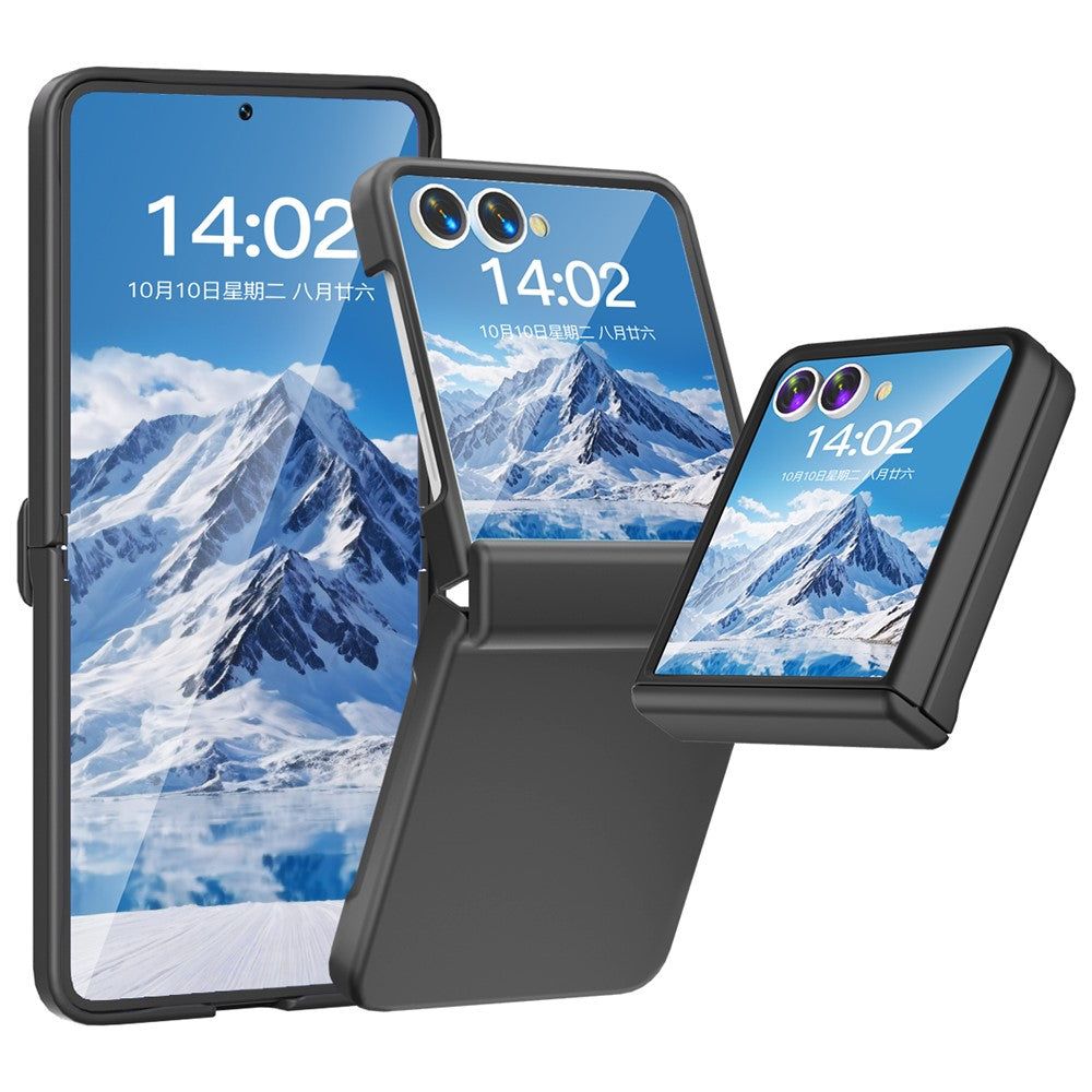 For Samsung Galaxy Z Flip7 5G Case Hinge Protection Hard PC Phone Cover Built-In Screen Film - Black