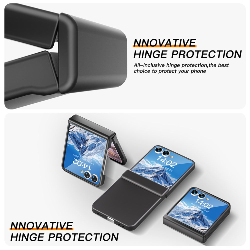For Samsung Galaxy Z Flip7 5G Case Hinge Protection Hard PC Phone Cover Built-In Screen Film - Black