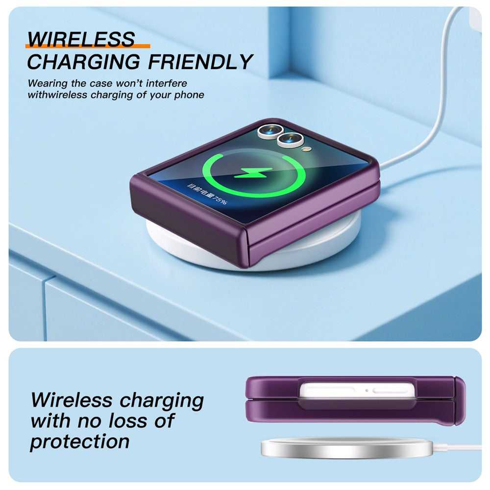 For Samsung Galaxy Z Flip7 5G Case Hinge Protection Hard PC Phone Cover Built-In Screen Film - Dark Purple