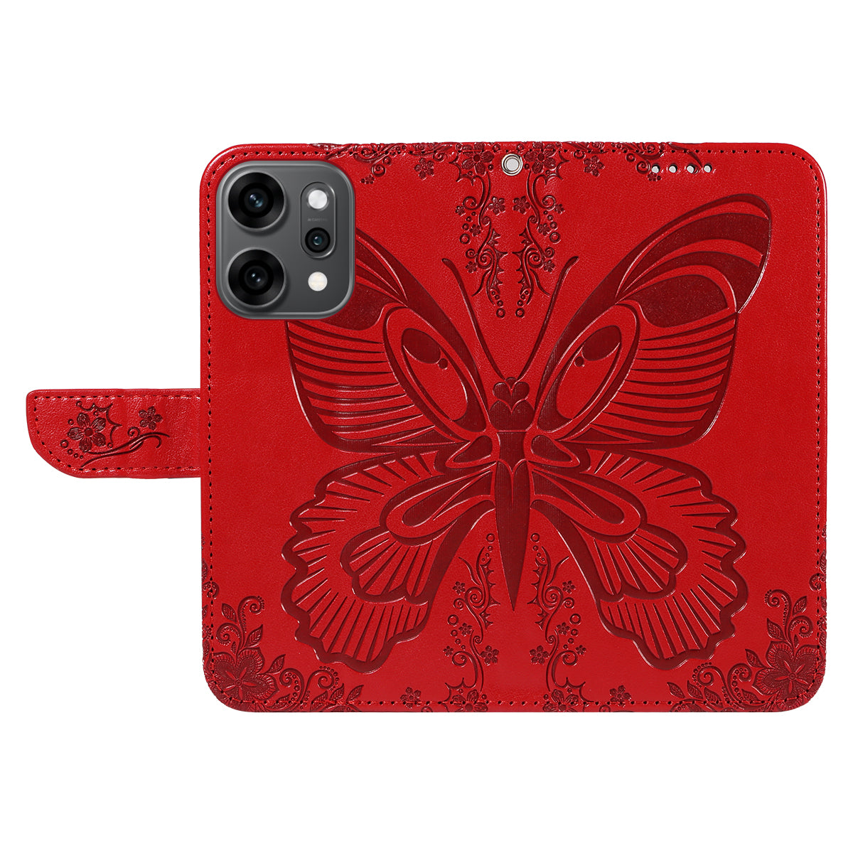 For Oppo Reno14 Pro 5G (China) / Oppo Reno14 Pro 5G (Global) Case Butterfly Pattern PU Leather Folio Flip Phone Cover - Red