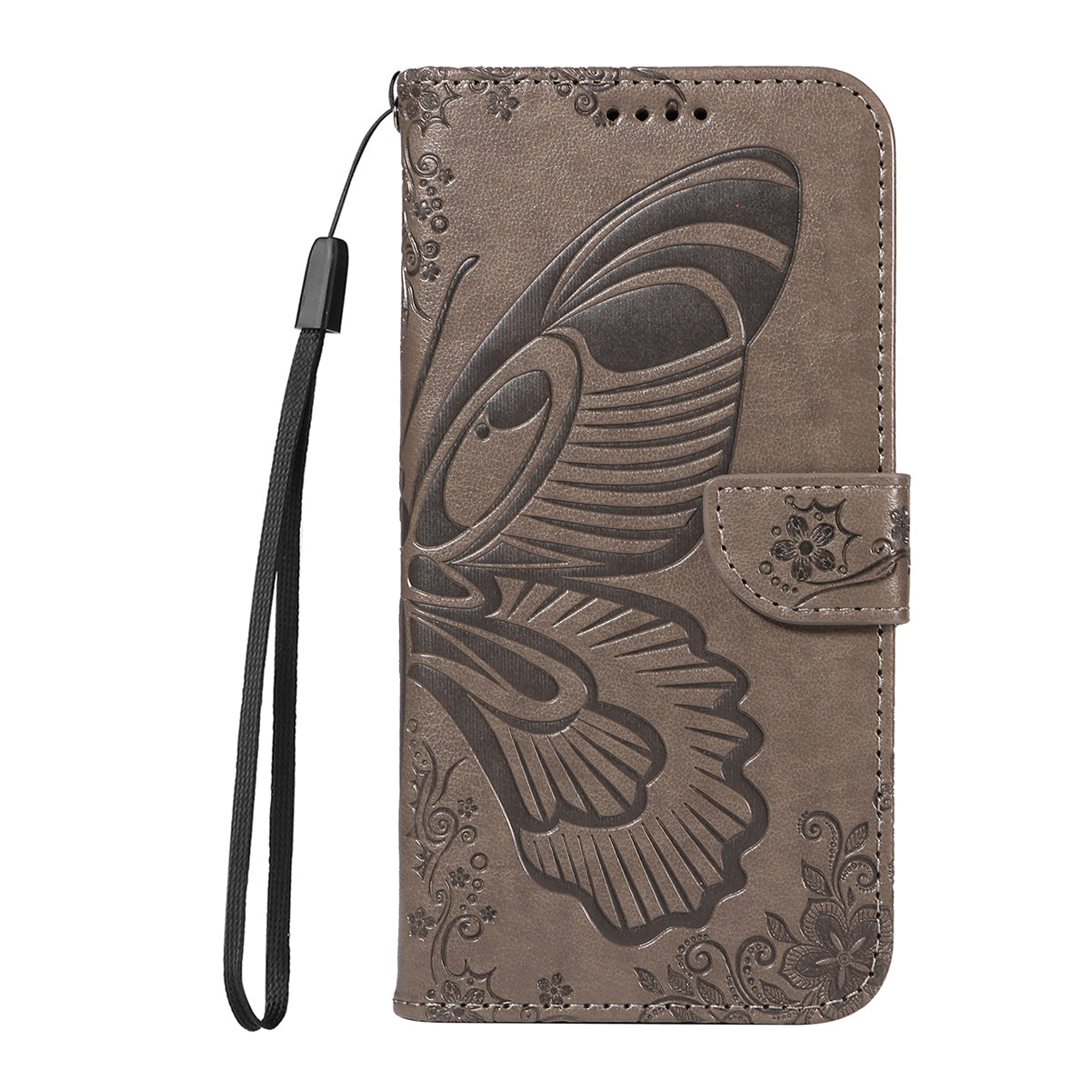 For Oppo Reno14 Pro 5G (China) / Oppo Reno14 Pro 5G (Global) Case Butterfly Pattern PU Leather Folio Flip Phone Cover - Grey
