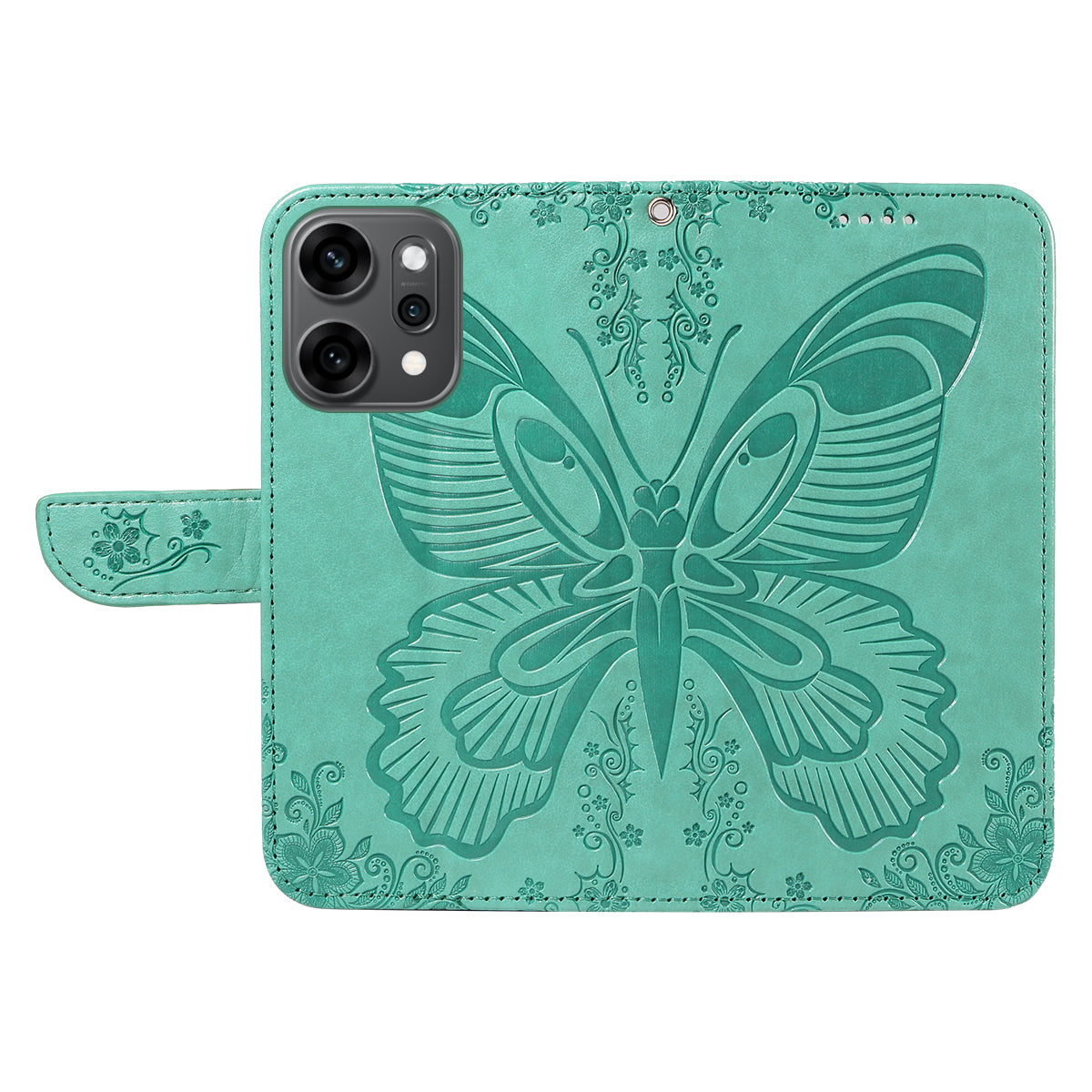 For Oppo Reno14 Pro 5G (China) / Oppo Reno14 Pro 5G (Global) Case Butterfly Pattern PU Leather Folio Flip Phone Cover - Green