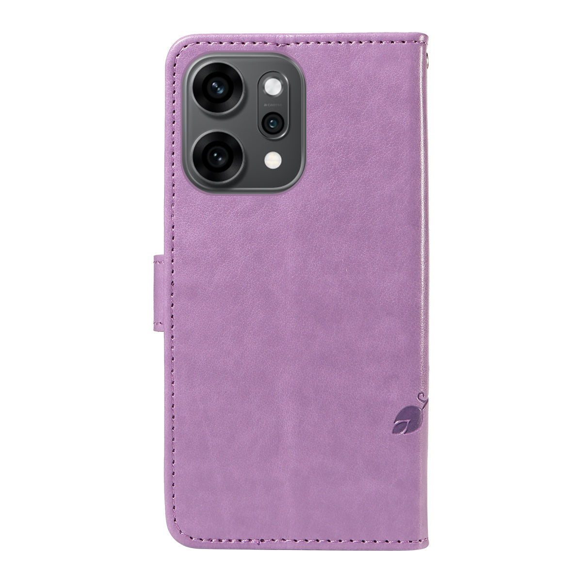 For Oppo Reno14 Pro 5G (China) / Oppo Reno14 Pro 5G (Global) PU Leather Cases Flower Pattern Wallet Stand Phone Cover with Strap - Light Purple