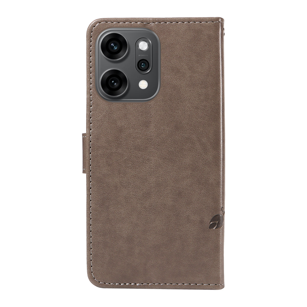 For Oppo Reno14 Pro 5G (China) / Oppo Reno14 Pro 5G (Global) PU Leather Cases Flower Pattern Wallet Stand Phone Cover with Strap - Grey