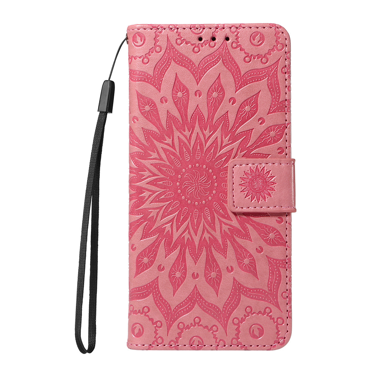 For Oppo Reno14 Pro 5G (China) / Oppo Reno14 Pro 5G (Global) Leather Wallet Case Sunflower Imprinted Phone Cover - Pink