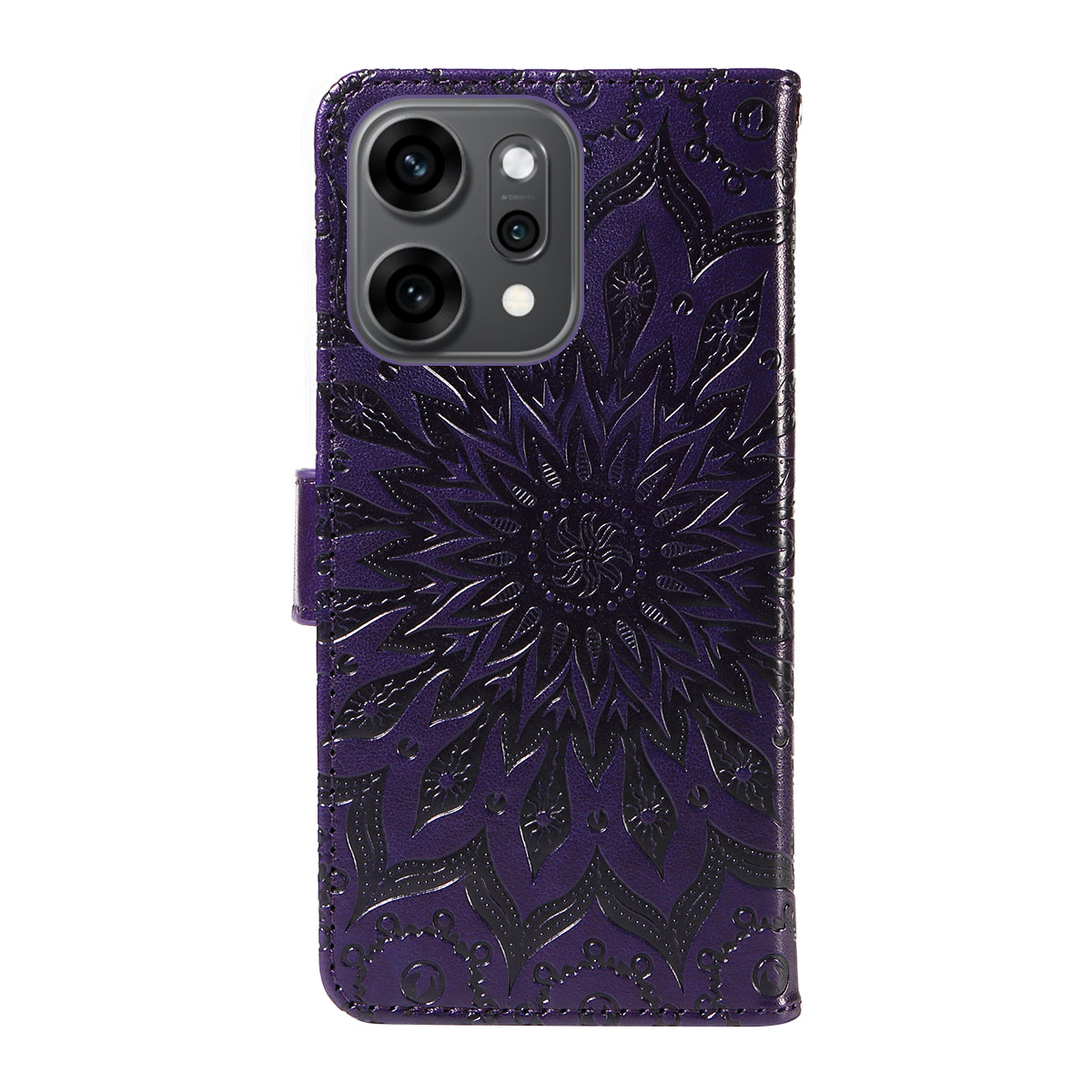 For Oppo Reno14 Pro 5G (China) / Oppo Reno14 Pro 5G (Global) Leather Wallet Case Sunflower Imprinted Phone Cover - Purple