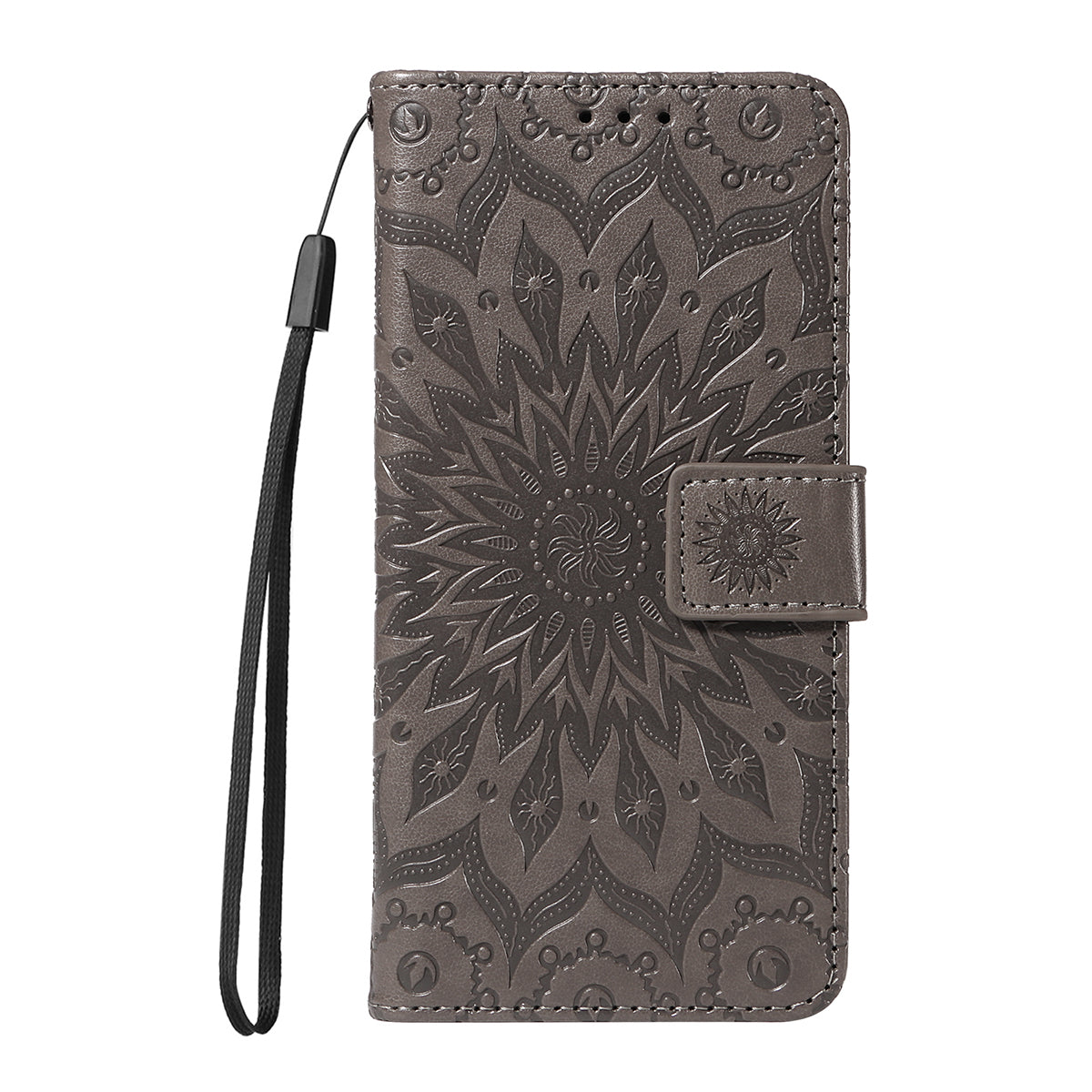 For Oppo Reno14 Pro 5G (China) / Oppo Reno14 Pro 5G (Global) Leather Wallet Case Sunflower Imprinted Phone Cover - Grey