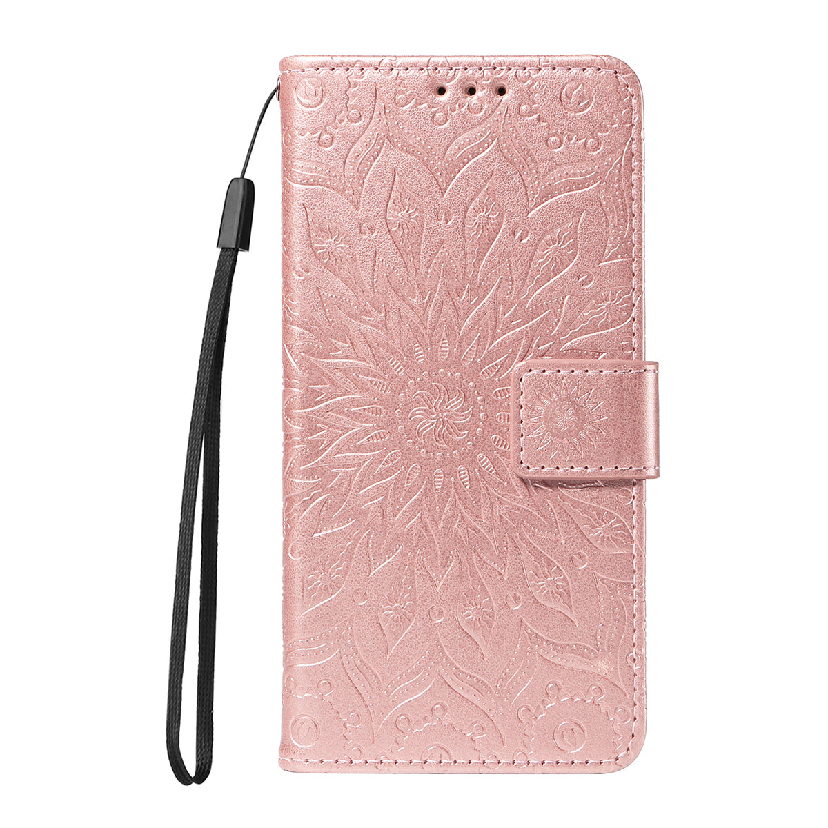 For Oppo Reno14 Pro 5G (China) / Oppo Reno14 Pro 5G (Global) Leather Wallet Case Sunflower Imprinted Phone Cover - Rose Gold