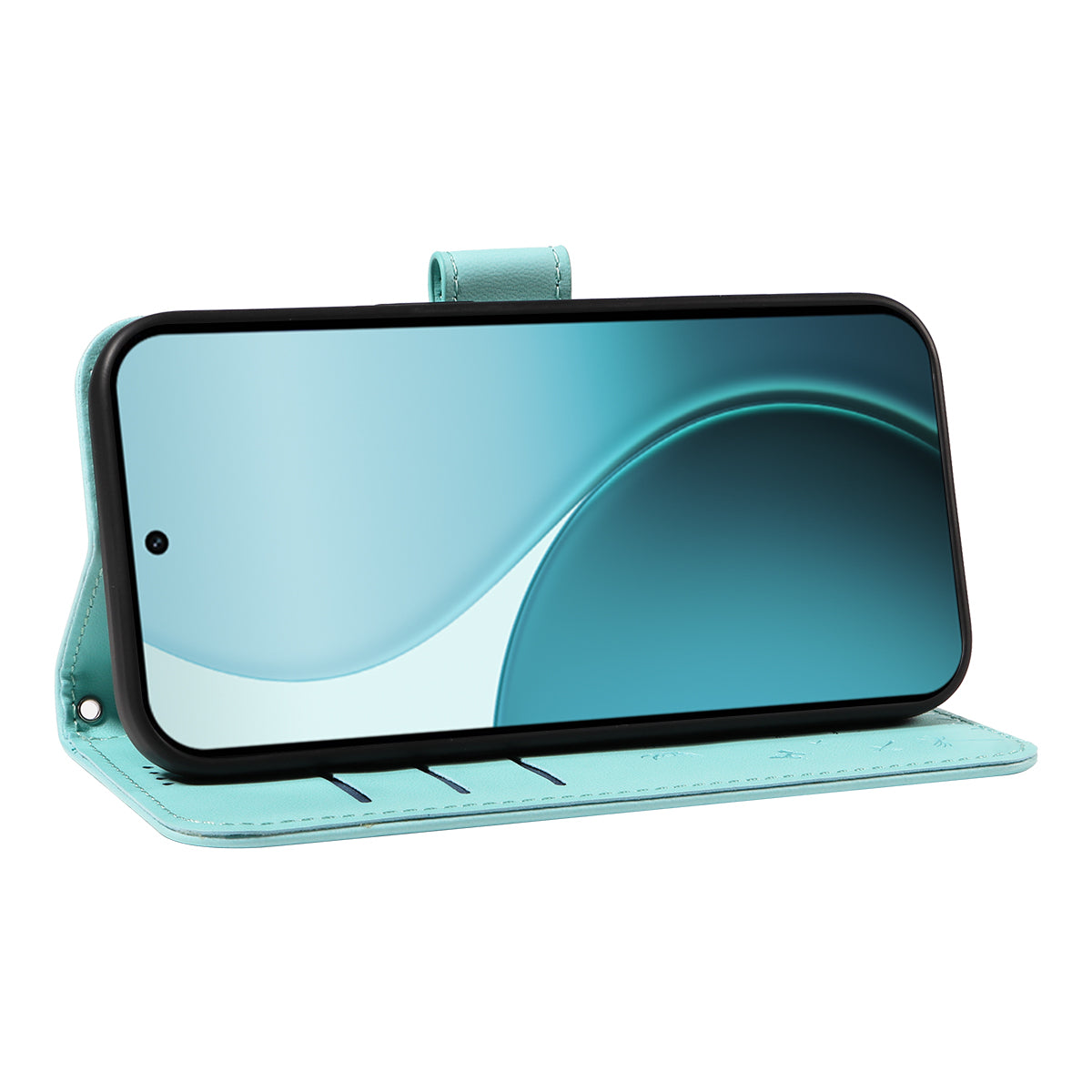 For Oppo Reno14 Pro 5G (China) / Oppo Reno14 Pro 5G (Global) Leather Wallet Case with Strap Dandelion Imprint Phone Stand Cover - Green