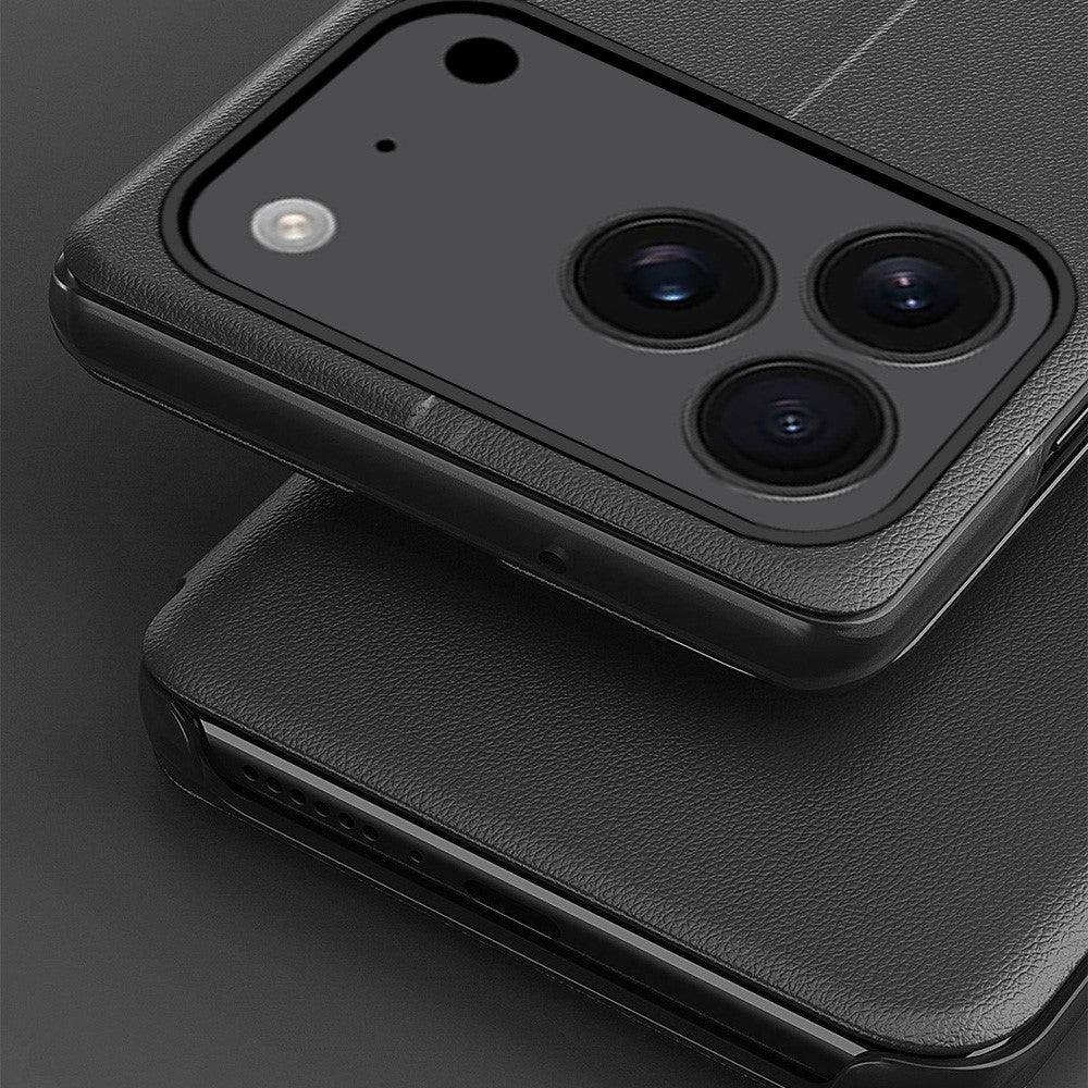 For iPhone 17 Pro Max Phone Case Folio Flip PU Leather Stand Cover - Black