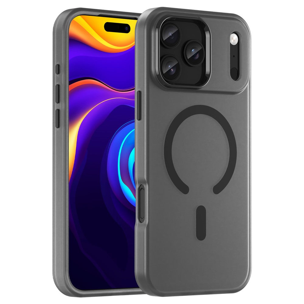 For iPhone 17 Pro Max Case Compatible with MagSafe TPU + PC Matte Translucent Phone Back Cover - Black