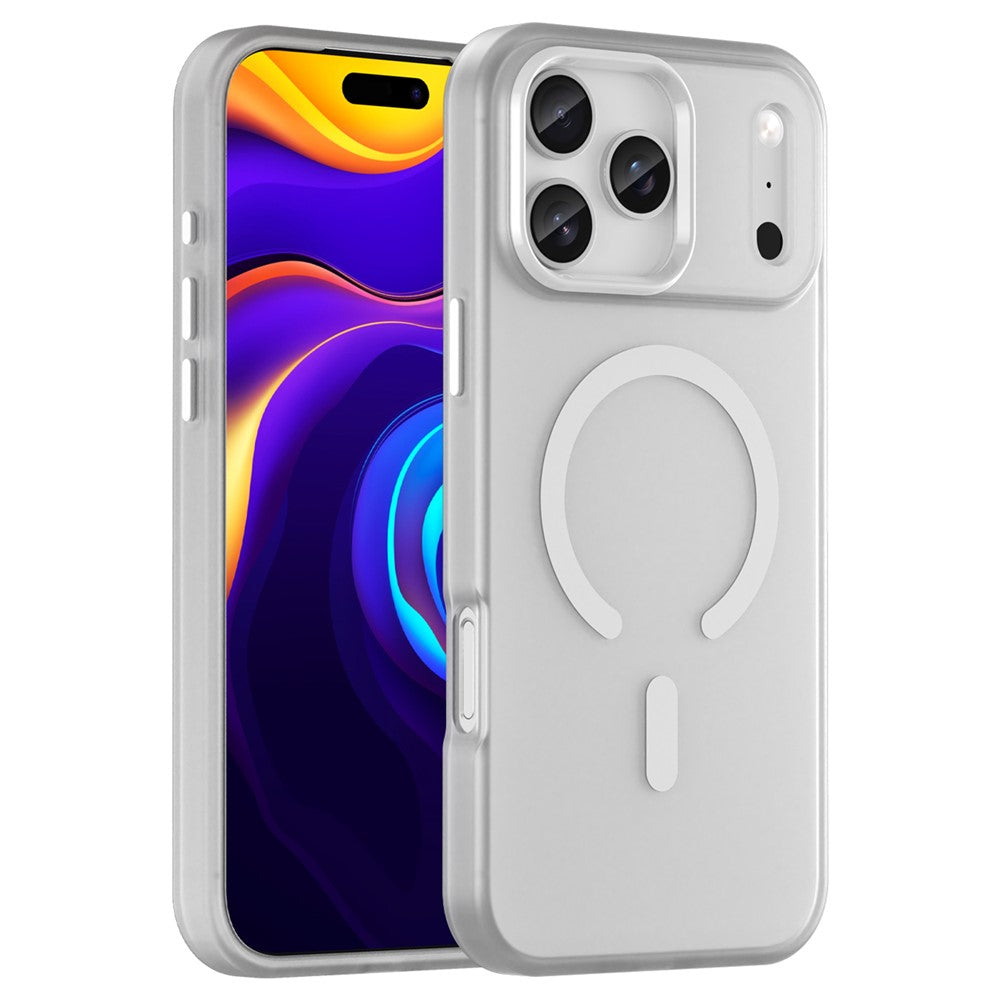 For iPhone 17 Pro Max Case Compatible with MagSafe TPU + PC Matte Translucent Phone Back Cover - White