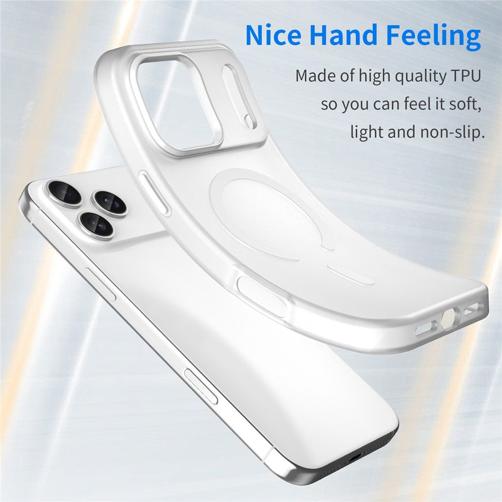 For iPhone 17 Pro Max Case Compatible with MagSafe TPU + PC Matte Translucent Phone Back Cover - White