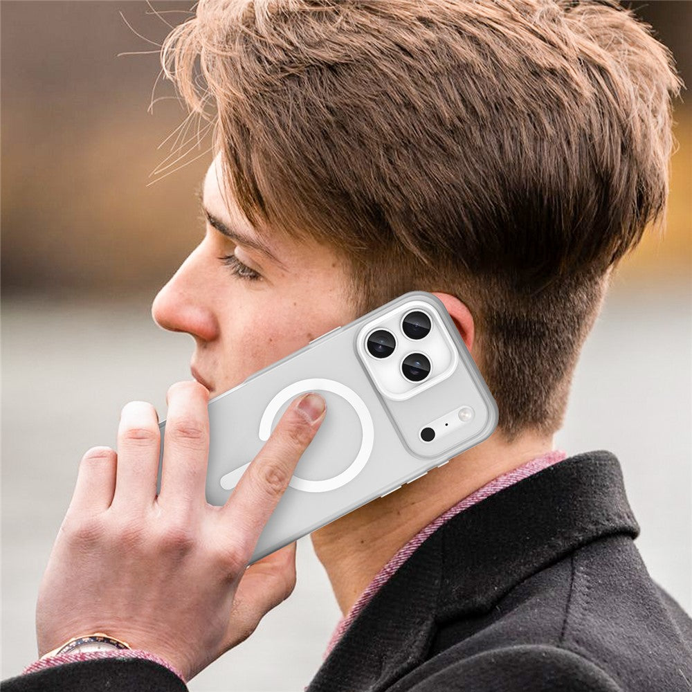 For iPhone 17 Pro Max Case Compatible with MagSafe TPU + PC Matte Translucent Phone Back Cover - White