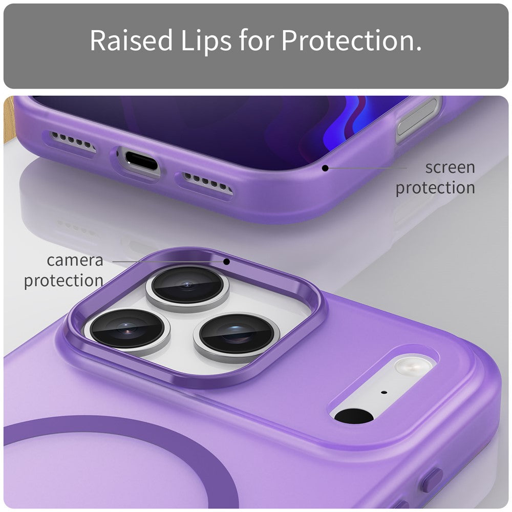 For iPhone 17 Pro Max Case Compatible with MagSafe TPU + PC Matte Translucent Phone Back Cover - Dark Purple