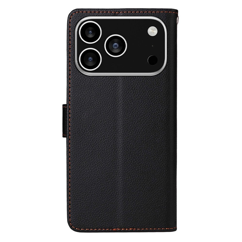 ENKAY HAT PRINCE For iPhone 17 Pro Max Wallet Case with Strap RFID Blocking Leather Stand Phone Cover - Black