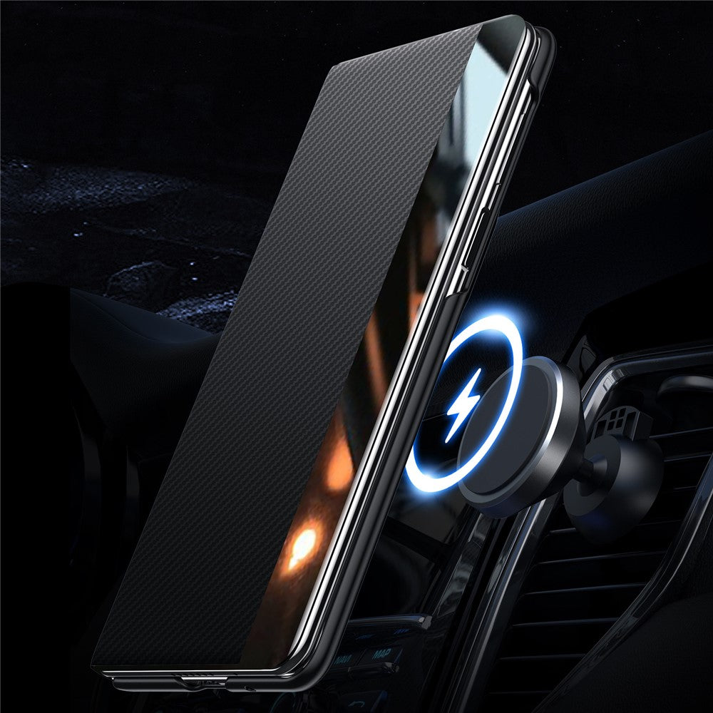 SULADA For Samsung Galaxy Z Fold7 5G Case View Window Leather Phone Cover with Auto Wake  /  Sleep - Blue