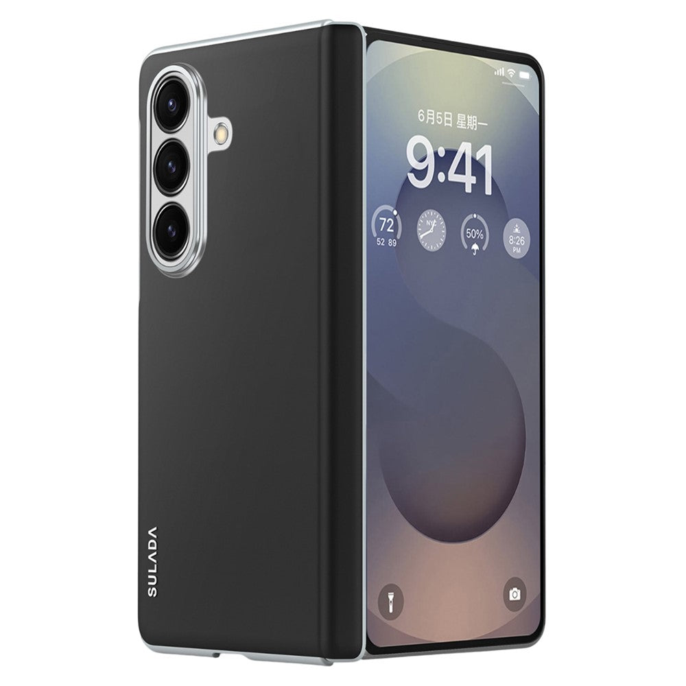 SULADA For Samsung Galaxy Z Fold7 5G Case Leather Back Cover Compatible with MagSafe Hinge Protection - Black