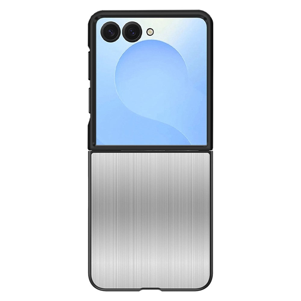 For Samsung Galaxy Z Flip7 5G Case Protective Stainless Steel + PC Phone Cover - Silver