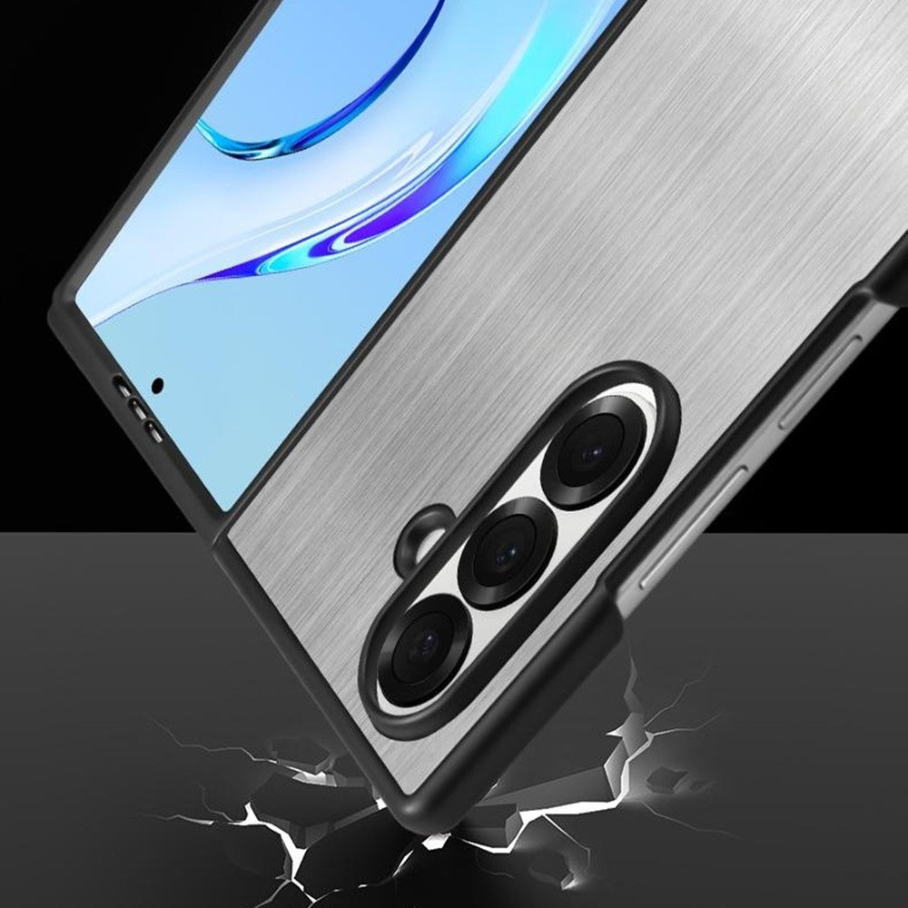 For Samsung Galaxy Z Fold7 5G Case Protective Stainless Steel + PC Phone Cover - Grey