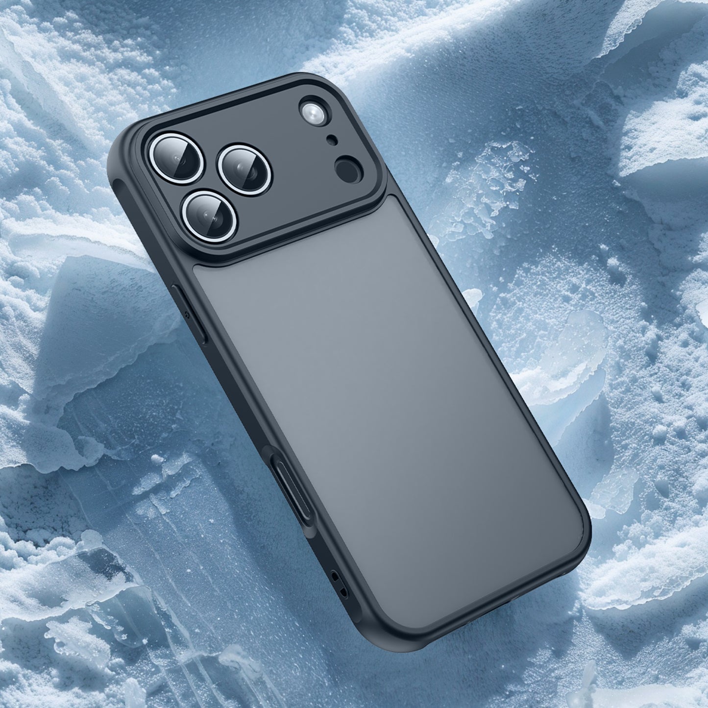 For iPhone 17 Pro Max Case with Screen Film WANLONFENG FD Series Skin Touch TPU PC Phone Back Cover - Black